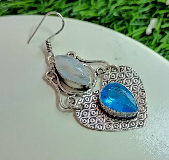 Orecchini A Spirale In Argento Sterling 925 Con Pietra Di Luna, Eleganza Donna E Ragazza