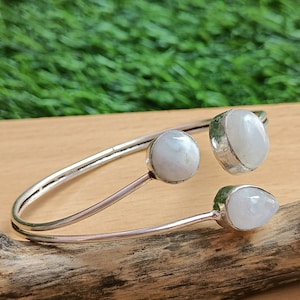 Moonstone Handmade Bangle - Moonstone bangle - Moonstone Bracelet - Women Bangle- Gemstone Bangle For Her- Handmade jewelry