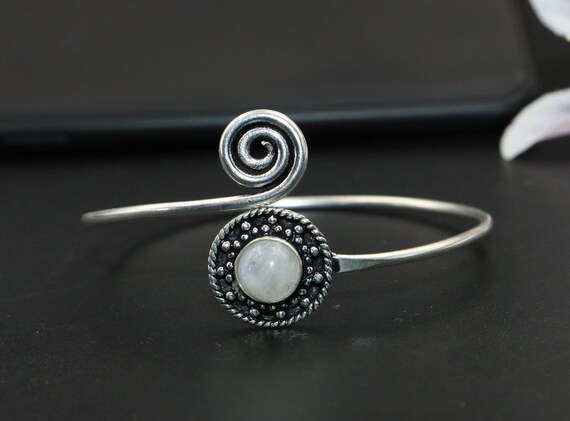 Handmade Moonstone Adjustable Bangle\Natural Moon… - image 3