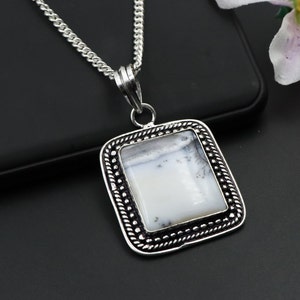 Dendrite Opal Pendant\White Dendrite Opal jewelry\Pendant Opal Necklace\dendrite opal healing Pendant\opal dendritic stone\Pendant