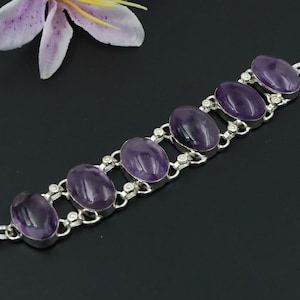 Natural Amethyst Bracelet\Amethyst Handmade Silver Pated Bracelet\Charm Bracelet\Natural Amethyst Gemstone Bracelet\Antique Bracelet