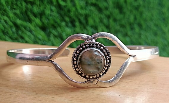 Labradorite Bangle- Adjustable handmade bangle- B… - image 2