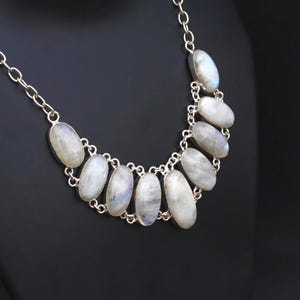 Regenbogen Mondstein Halskette, Edelstein Halskette, Silber überzogen, Birthstone Halskette, Edelstein Halskette