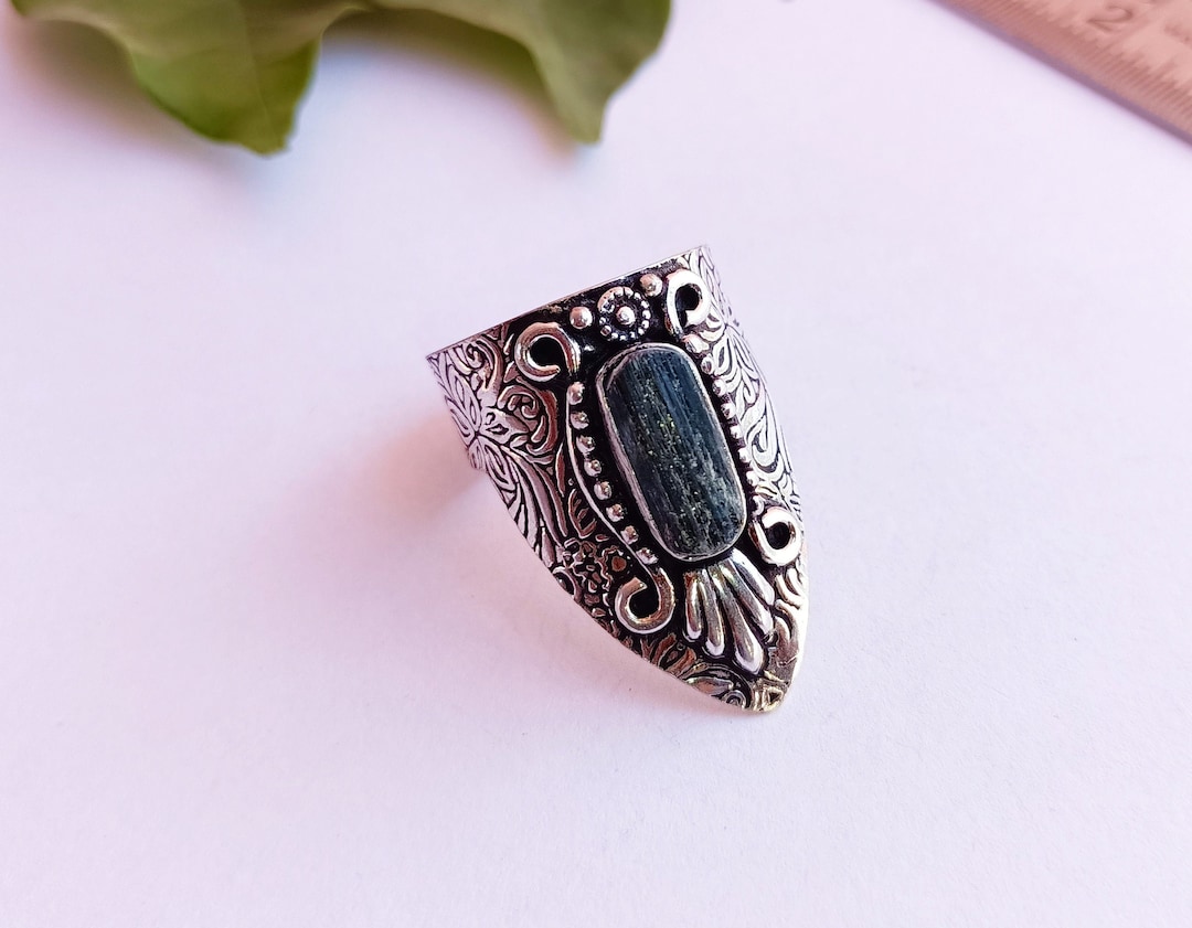 Kaynar Rings Kyanite Handmade Silver Plated Ring\ Unique Kyanite Ring\ Kyanite Ring ...