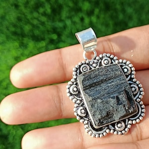 Raw Black Tourmaline Pendant Necklace Tourmaline Necklace, Tourmaline Jewelry, Pendant For Women