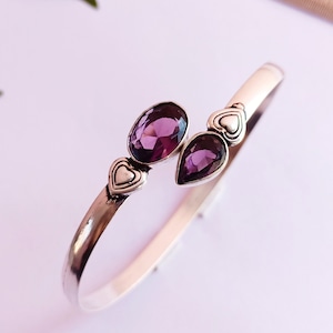 Faceted amethyst stunning adjustable bangle\ Amethyst jewelry\ amethyst bracelet\ Amethyst bangle\ silver plated bangle\ gift for her