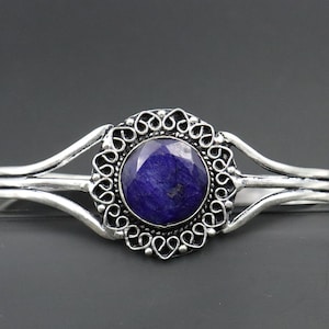 Blue Sapphire Gemstone Adjustable Bangle\Sapphire Jewelry\Sapphire Bangle\Gemstone jewelry Bracelet\Unique Bangle