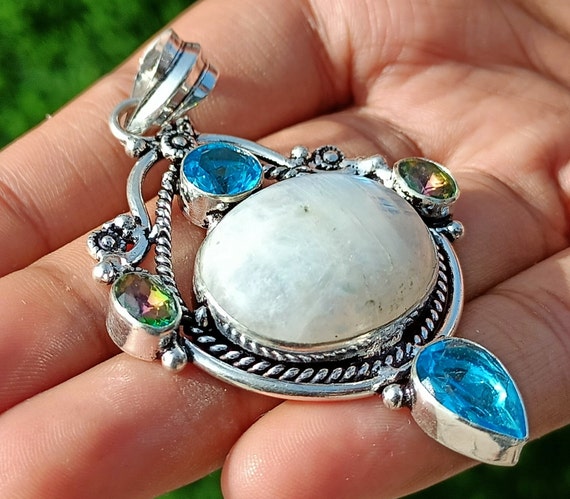 Natural Rainbow Moonstone, Mystic Topaz And Blue … - image 3