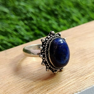 Lapis Lazuli Handmade Silver Plated Ring, Women Statement ring , Handmade Lapis Ring, Stackable Ring, Gift Item
