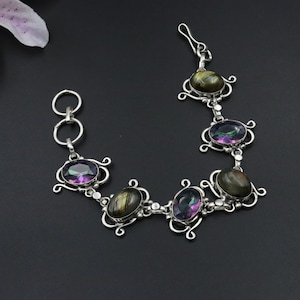Labradorite & Mystic Topaz Bracelet Bracelet\Adjustable Bracelet\Handmade Bracelet For Gift\Natural Gemstone Jewelry\Birthstone Pendant