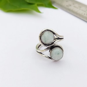 Handmade Bohemian Moonstone Sterling Silver Plated Ring\Adjustable Moonstone Ring\Multi Moonstone Ring\Solitaire Ring\Moonstone Vintage Ring