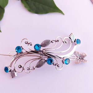 Blauwe Topaas Prachtige Sterling Verzilverde Haar clip barrette Keltische Viking Knot Haar Pin Voor Vrouwen, Haar sieraden, Keltische Knoop Haar Pin
