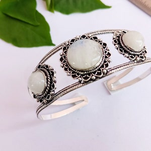 Gorgeous Moonstone Handmade Bangle\Silver Plated bangle\Handmade Unique Moonstone Bangle\Gift for her