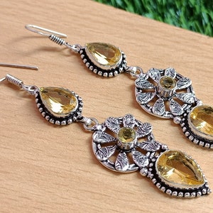 Beautiful Citrine Stone Handmade earrings, Anniversary Gift, Gift for her