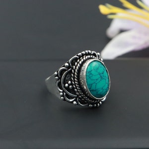 Turquoise Vintage Designer Ring\Statement ring\Gemstone Ring\Blue Turquoise Ring\Anniversary Ring\Engagement ring\Vintage Ring\Gift for Her