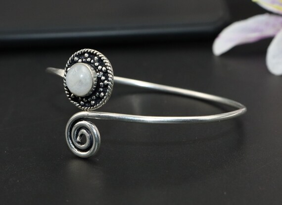 Handmade Moonstone Adjustable Bangle\Natural Moon… - image 2
