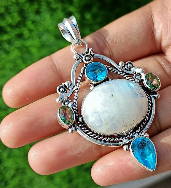 Natural Rainbow Moonstone, Mystic Topaz And Blue … - image 4