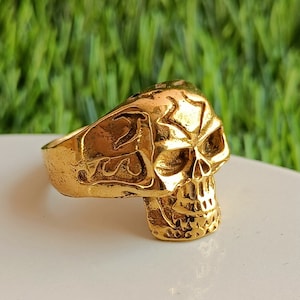 Skull Gold Coated Ring\ Women Skull Ring\ Gothic Ring\ Horror Ring\Skeleton Ring\Skull Head Ring\ gift Ring