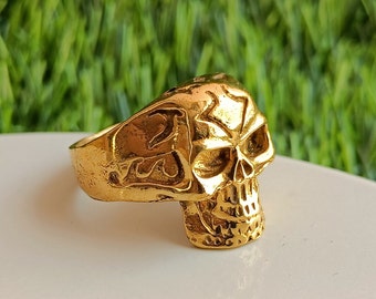 Skull Gold Coated Ring\ Women Skull Ring\ Gothic Ring\ Horror Ring\Skeleton Ring\Skull Head Ring\ gift Ring