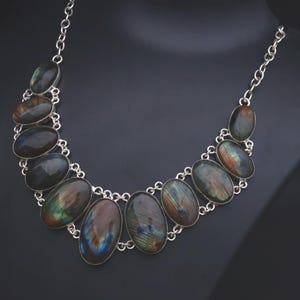 Stunning And beautiful Labradorite Necklace\ Silver Handmade Chain Linked Labradorite Necklace Jewelry\Bohemain Necklace\ Gift for her