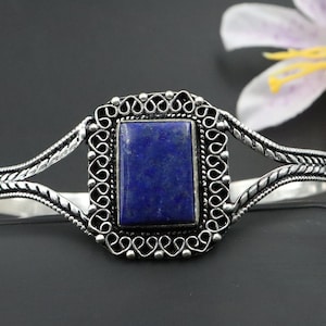 Natural Lapis Lazuli Bangle\Lapis Adjustable Bracelet\Bracelet For her\Gift For MOM\Natural Gemstone Jewelry For Gift