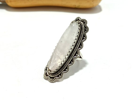 Anello placcato argento fatto a mano con pietra preziosa di quarzo rosa naturale per lei! fede! anello delle donne! Regalo per lei! - Italia