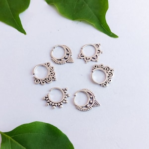 Combo Of 6 Septum Jewellery\Handmade Sterling Silver Plated Septum Nose Pin\Septum Piercing\Body Jewelry\ Nose Ring\Taxidermy\ Gift Item
