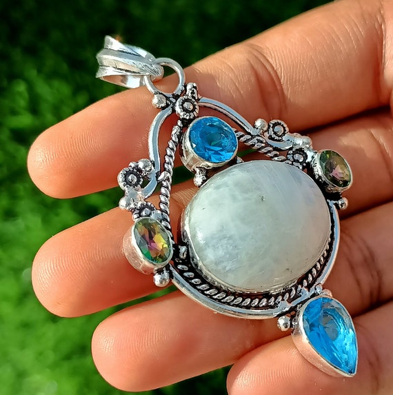 Natural Rainbow Moonstone, Mystic Topaz And Blue … - image 1