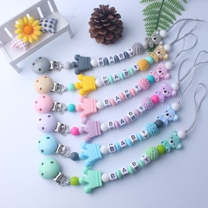 Personalised Cute Koala Dummy Clip, Silicone Bead Pacifier Clip, Baby Pacifier Clip, Pacifier holder, Baby Shower Gifts, Soother Clip