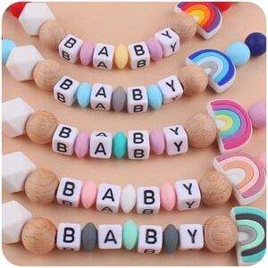 Mystery Box of Pacifier Attachment with BABY Letter, Beech Silicone Plastic Bead Letter Pacifier Clip, Baby Gift, Perfect Baby Shower Gift image 6