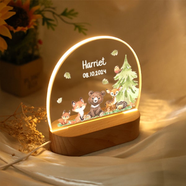 Personalized Baby Night Light, Baby Gift Birth, Animal Lamp, Christening Gift, Children Room Decor, Birthday Gift, Bedside Lamp, Ideal Gift