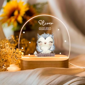 Personalized Night Light With Owl, Custom Baby Name, Cute Animal Night Light, Newborn Gift, Baby Gift Birth, Bedside Lamp,Night Light Baby