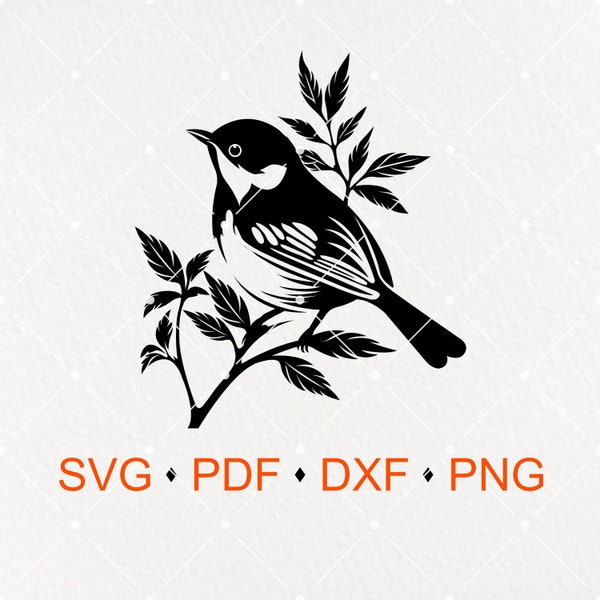 Bird on branch vector cut file Cricut,bird SVG,Bird on tree branch clip art,bird silhouette,Svg Jpg Png Pdf Dxf.