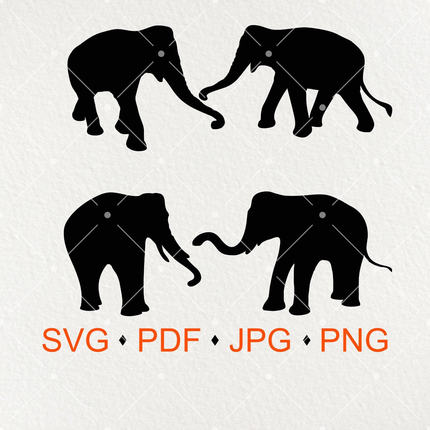 Diseño de bordado silueta de elefante con motivos étnicos y estilo lineal  inspirado en la India - FIL9F, image size:1500x1500