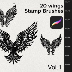 20 Wings Procreate Stamps,Angel Wings Procreate Stamps,Wing Tattoo Stamps Procreate
