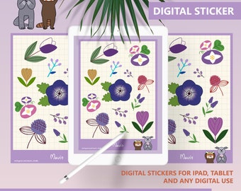 Pharbitis nil Digital | Flowers Stickers | Digital Stickers | Goodnotes Stickers | Individual Transparent PNG Stickers | Instant Download