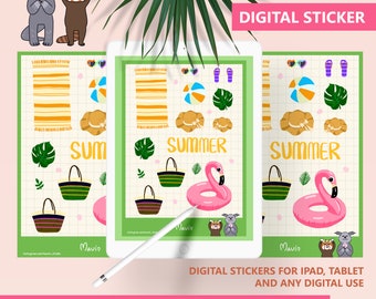 Summer + trip Digital Stickers | Summer Digital Stickers | Goodnotes Stickers | Individual Transparent PNG Stickers | Instant Download