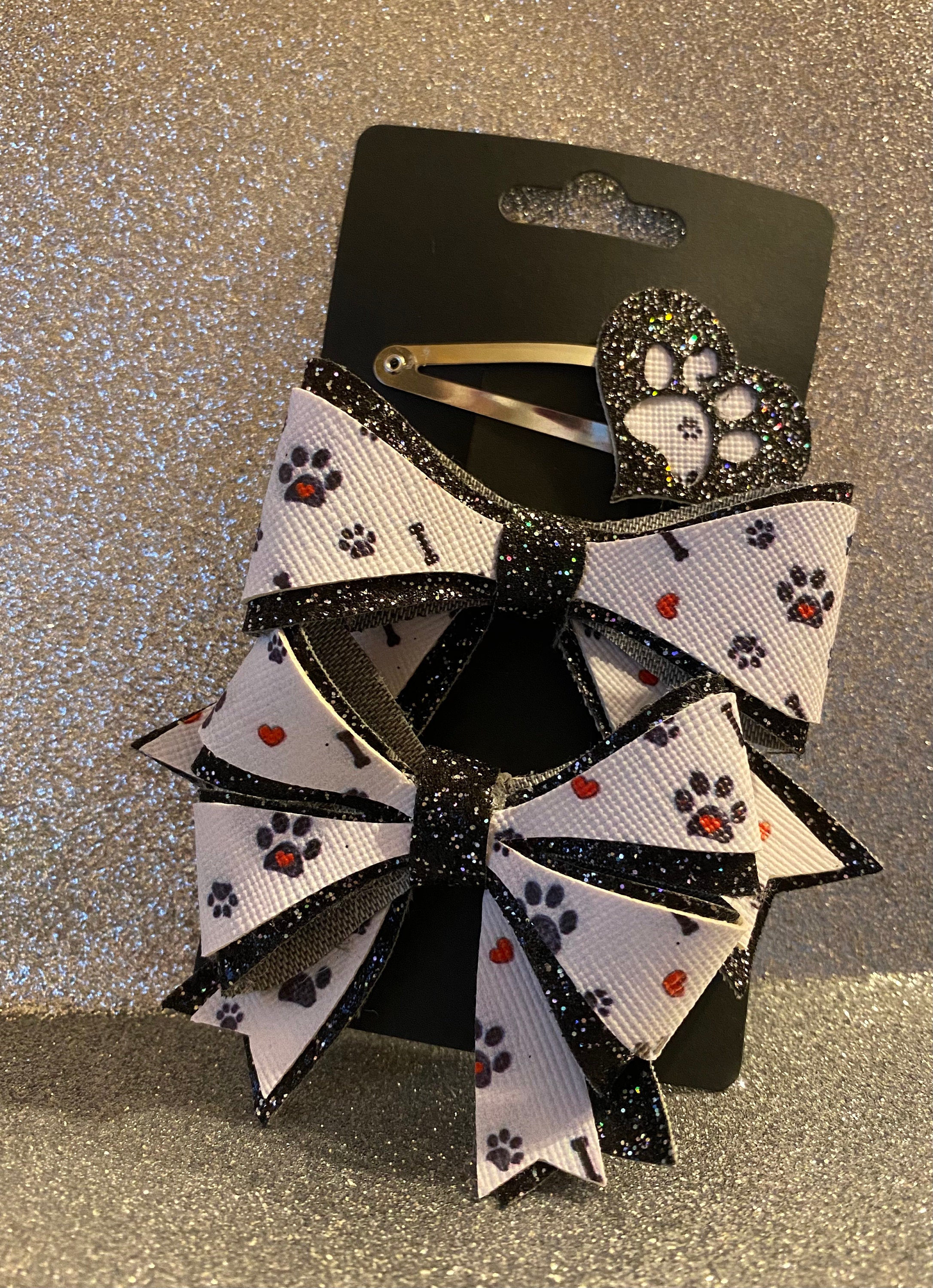 Matching Paw Print bow set dog paw bows bones and paws bow Etsy