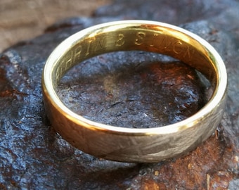 Meteoriten Ring mit 8 Karat Gold Inlay - Sonderanfertigung nach Maß