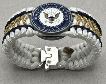 Pulsera paracord de la Marina de los Estados Unidos, regalo de marinero veterano de la Marina de los Estados Unidos, joyería de jubilación militar del jefe médico de la Marina, hijos de la esposa del papá de la mamá de la Marina,