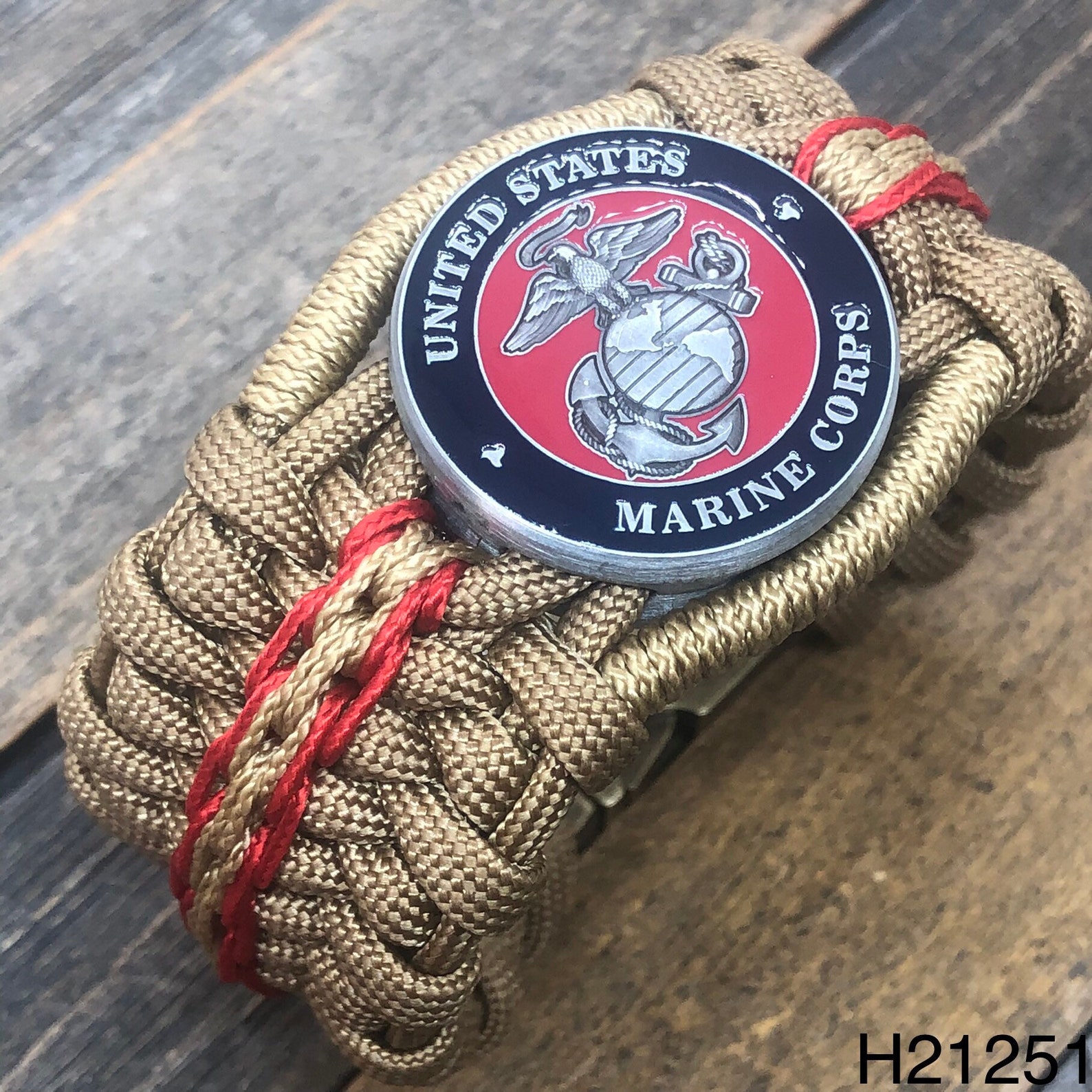 USMC Paracord Bracelet. Gold. Eagle Globe Anchor Bead. Custom Etsy