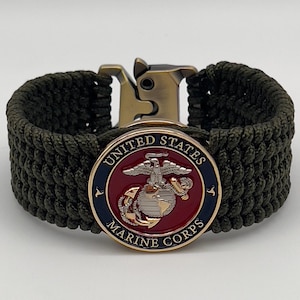 US Marine Corps bracelet gift, military retirement, boot camp gift, USMC Iraq Afghanistan veteran, Semper Fi, Eagle Globe Anchor, Marine Mom