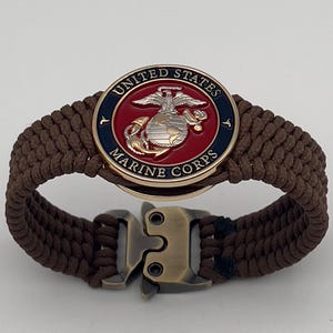 USMC Bracelet: 24K Gold Eagle Globe Anchor, Handmade Military Gift