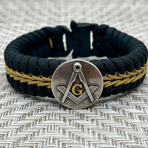 Freemason paracord bracelet, Masonic gifts, gift for Mason, Masonic concho, mens fraternal jewelry bracelets, Blue Lodge, Grand Lodge