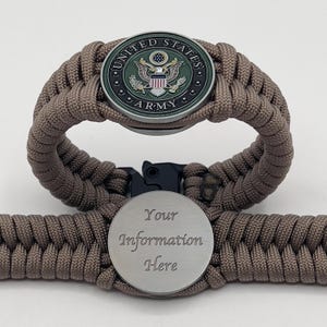 Custom Engraved US Army Bracelet: Military Veteran Gift