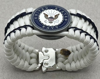Pulsera paracord de la Marina de los Estados Unidos, regalo de marinero veterano de la Marina de los Estados Unidos, joyería de jubilación militar del jefe médico de la Marina, hijos de la esposa del papá de la mamá de la Marina,