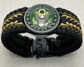 Bracciale dell'esercito degli Stati Uniti, gioielli dell'esercito degli Stati Uniti, regalo del soldato veterano, regalo militare delle forze armate, mamma papà moglie dell'esercito, laurea del campo di addestramento