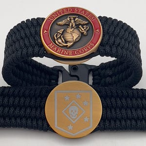 USMC Marine Raider Bracelet: 24k Gold EGA, Handmade Military Gift