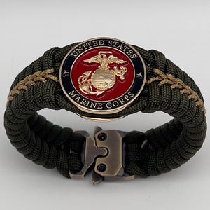 Pulsera del Cuerpo de Marines de EE. UU.: Globo terráqueo y ancla de oro hechos a mano, regalo para veteranos militares