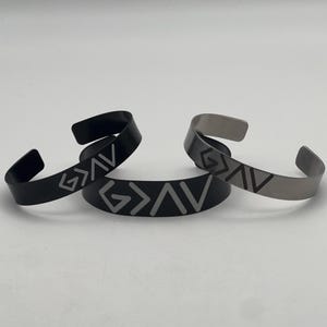 Laser Engraved Christian Cuff Bracelet: God Is Greater
